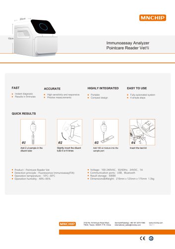 MNCHIP Immunoassay analyzer Pointcare Reader Vet1i