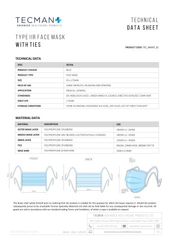 TYPE IIR FACE MASK WITH TIES