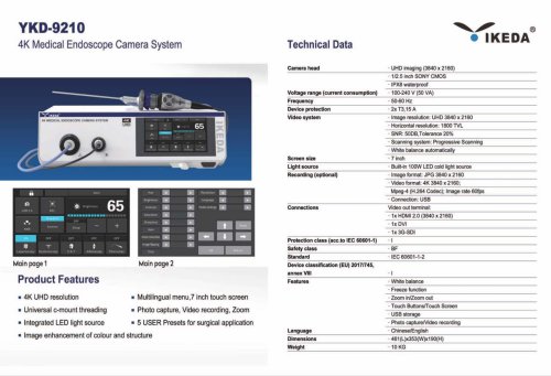 IKEDA YKD-9210 4K Surgical Camera  Endoscope Camera System