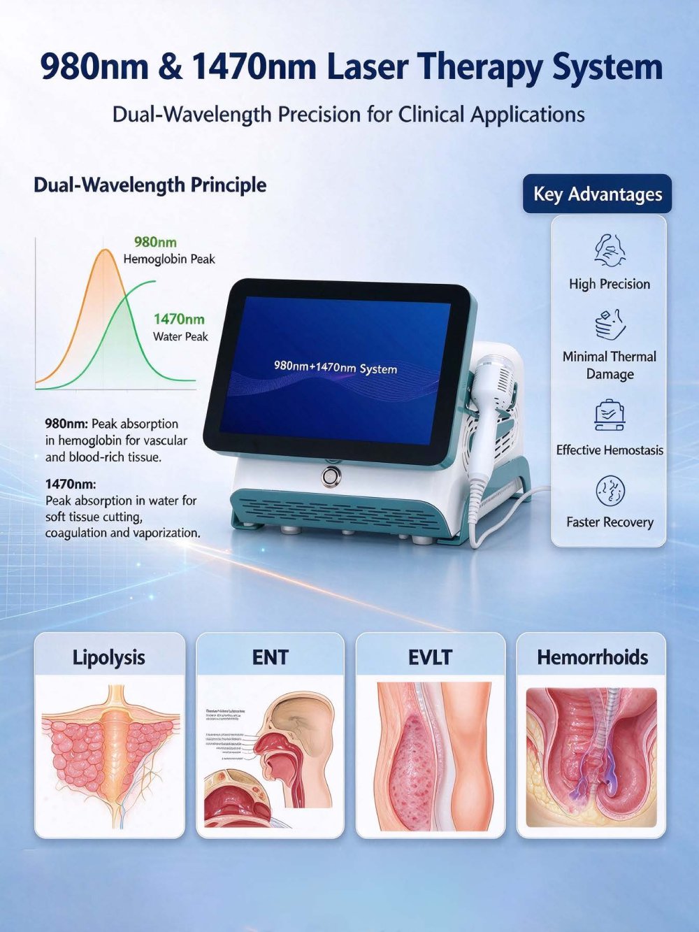 Lipolysis 980nm+1470nm Surgical laser VL980 Max  - Beijing VCA Laser