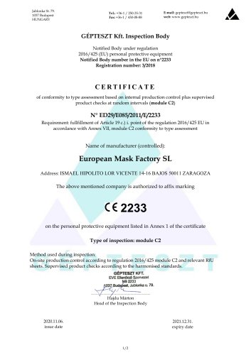 C2 certificate EMF-E FFP2