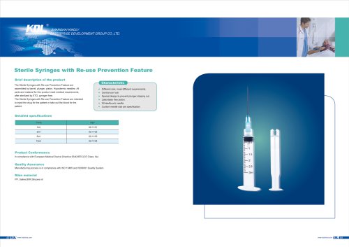 Sterile Syringes with Re-use Prevention Feature