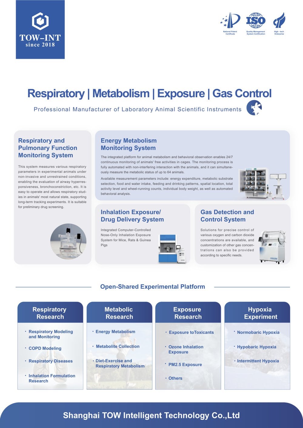 Respiratory | Metabolism | Exposure | Gas Control - Shanghai TOW Intelligent Technology