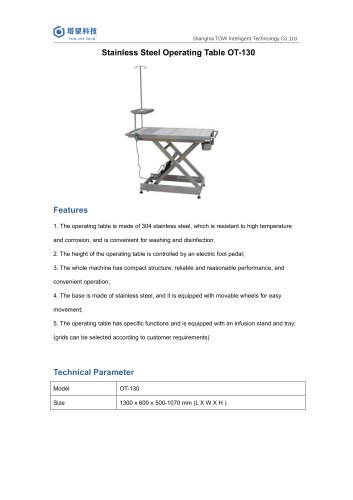 Stainless Steel Operating Table OT-130