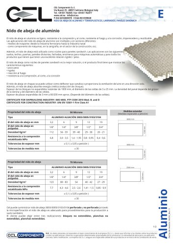 Nido de abeja de aluminio