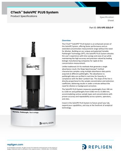 CTech&trade; SoloVPE&reg; PLUS System Specification Sheet