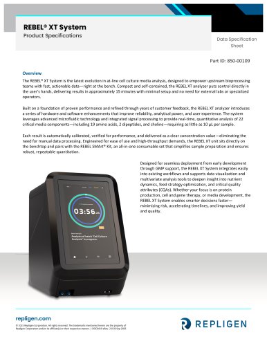 PATsmart&trade; REBEL&reg; XT At-Line Analyzer Specification Sheet
