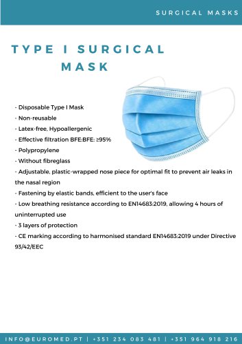 TYPE I SURGICAL MASK - Technical Sheet