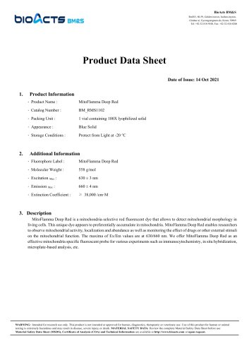 MitoFlamma® Deep Red (live) data sheet