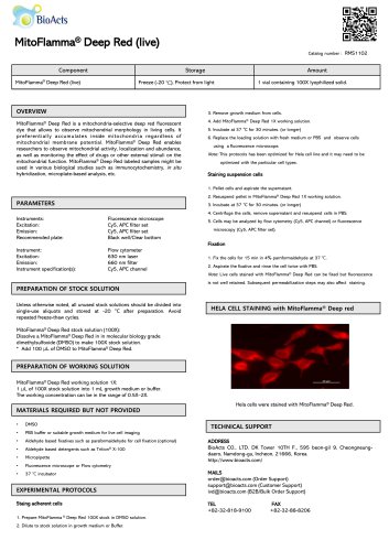 MitoFlamma® Deep Red (live) technical information