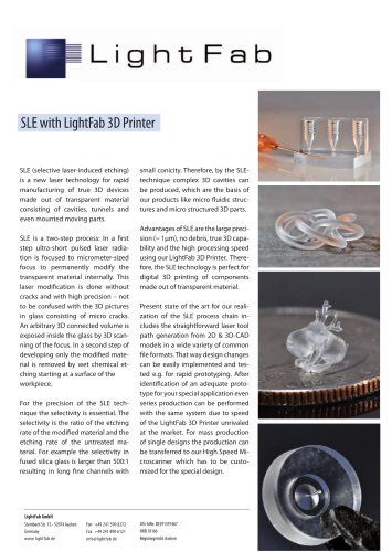 SLE with LightFab 3D Printer