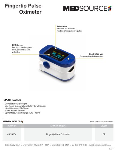 Fingertip Pulse Oximeter