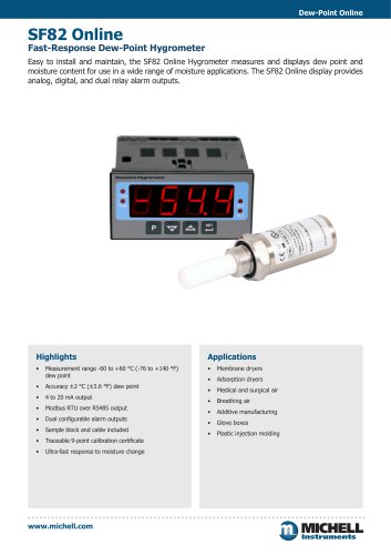 SF82 Online Fast-Response Dew-Point Hygrometer