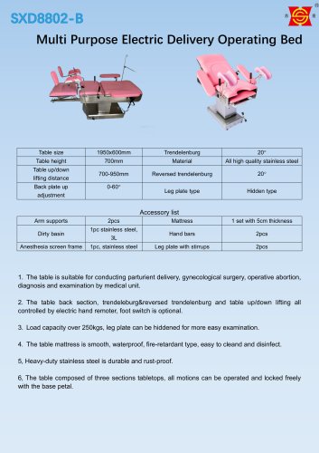 Suxin SXD8802-B Delivery operating table