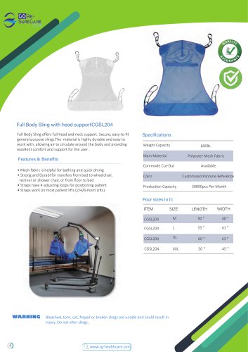 Patient lift sling CGSL204 series