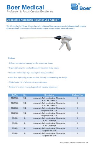Disposable Automatic Polymer Clip Applier