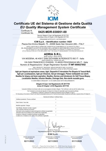 EU Quality Management System Certificate