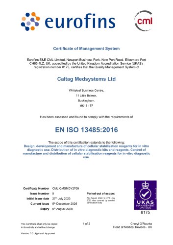 ISO 13485:2016 Certificate