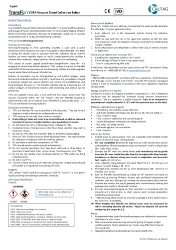 Transfix Vacuum Blood Collection Tubes (TVT) Instruction For Use