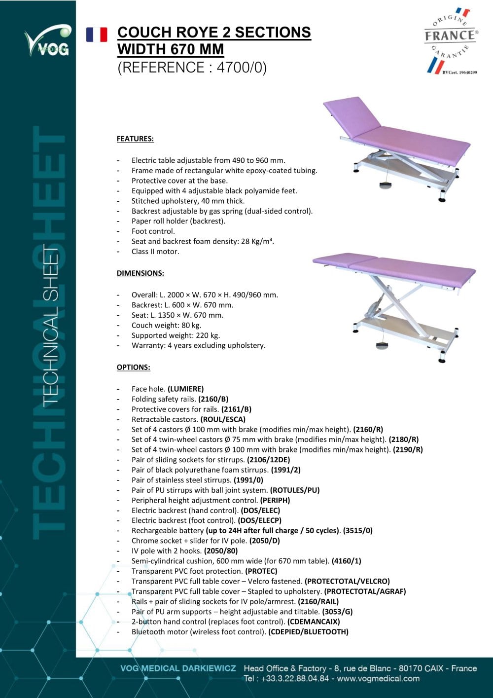 FT 4700-0 - VOG MEDICAL