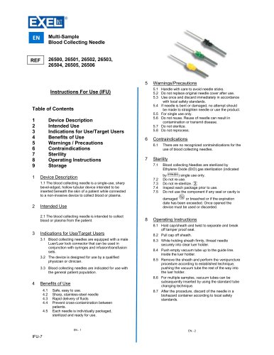 Multi-Sample Blood Collecting Needle