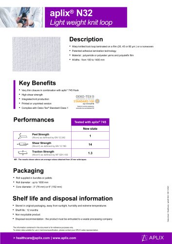 aplix&reg; N32  Light weight knit loop