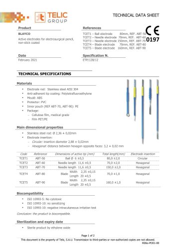 Blayco ABT-90 160mm non stick coated blade electrode