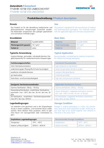 TYVEK&AElig; 1073B STD UNCOATED