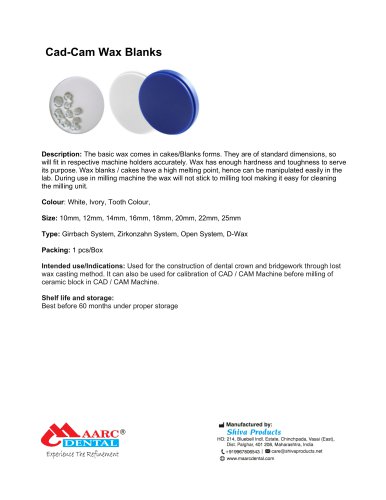 Cad-Cam Wax Blanks
