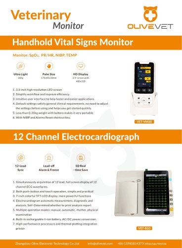 OliveVet Handhold monitor & VET-EG3 ECG VET-VM30 