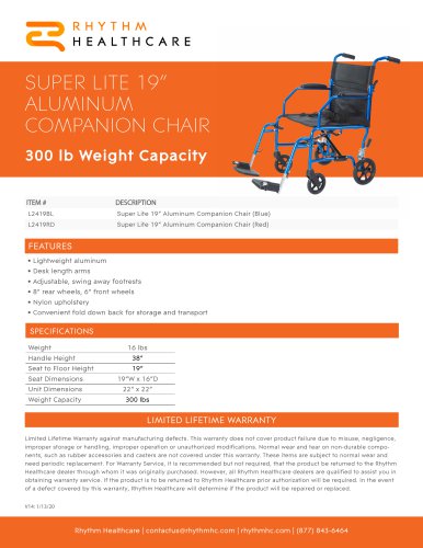 SUPER LITE 19&rdquo; ALUMINUM COMPANION CHAIR