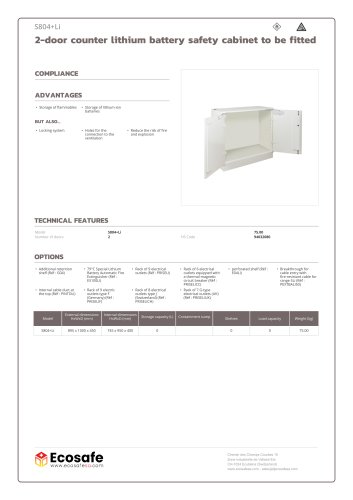 2-door counter lithium battery safety cabinet to be fitted