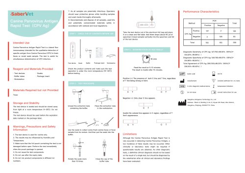Canine parvovirus rapid test SaberVet CPV Ag