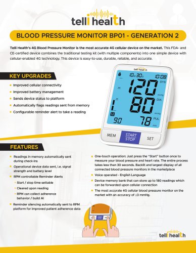 BLOOD PRESSURE MONITOR BP01 - GENERATION 2