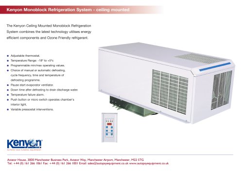 Kenyon Monoblock Refrigeration System - ceiling mounted