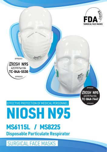 NIOSH N95 MS6115L / MS8225 Disposable Particulate Respirator