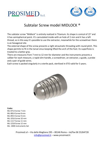 Subtalar screw MIDLOCK