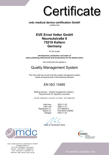 Certificat ISO 13485