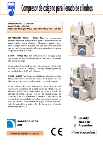 Compresor Booster para carga de cilindros modelo OX300