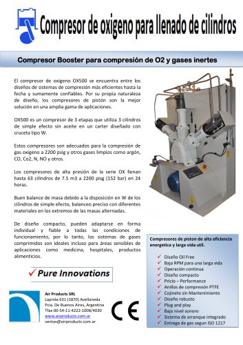 Compresor booster para carga de cilindros modelo OX500