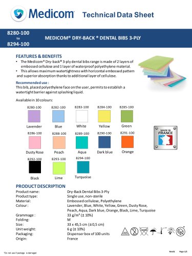 MEDICOM&reg; DRY-BACK &reg; DENTAL BIBS 3-PLY