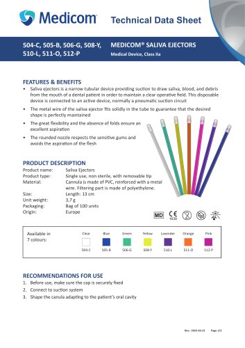 MEDICOM&reg; SALIVA EJECTORS