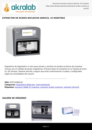 EXTRACTOR DE &Aacute;CIDOS NUCLEICOS GENIX32, 32 MUESTRAS