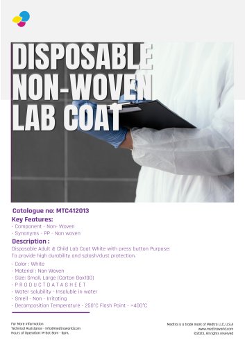 DISPOSABLE NON-WOVEN LAB COAT