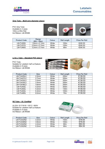 Letatwin (LM-550A3) - Consumables Pricelist