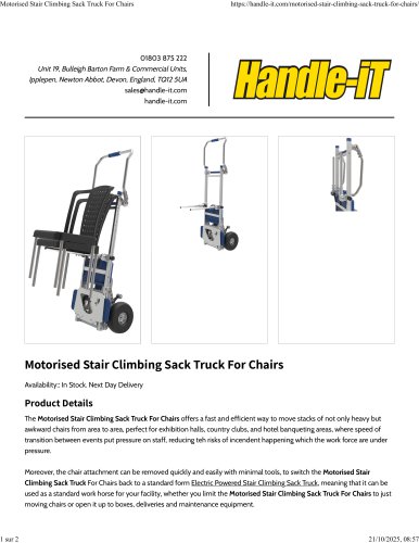 Motorised Stair Climbing Sack Truck For Chairs