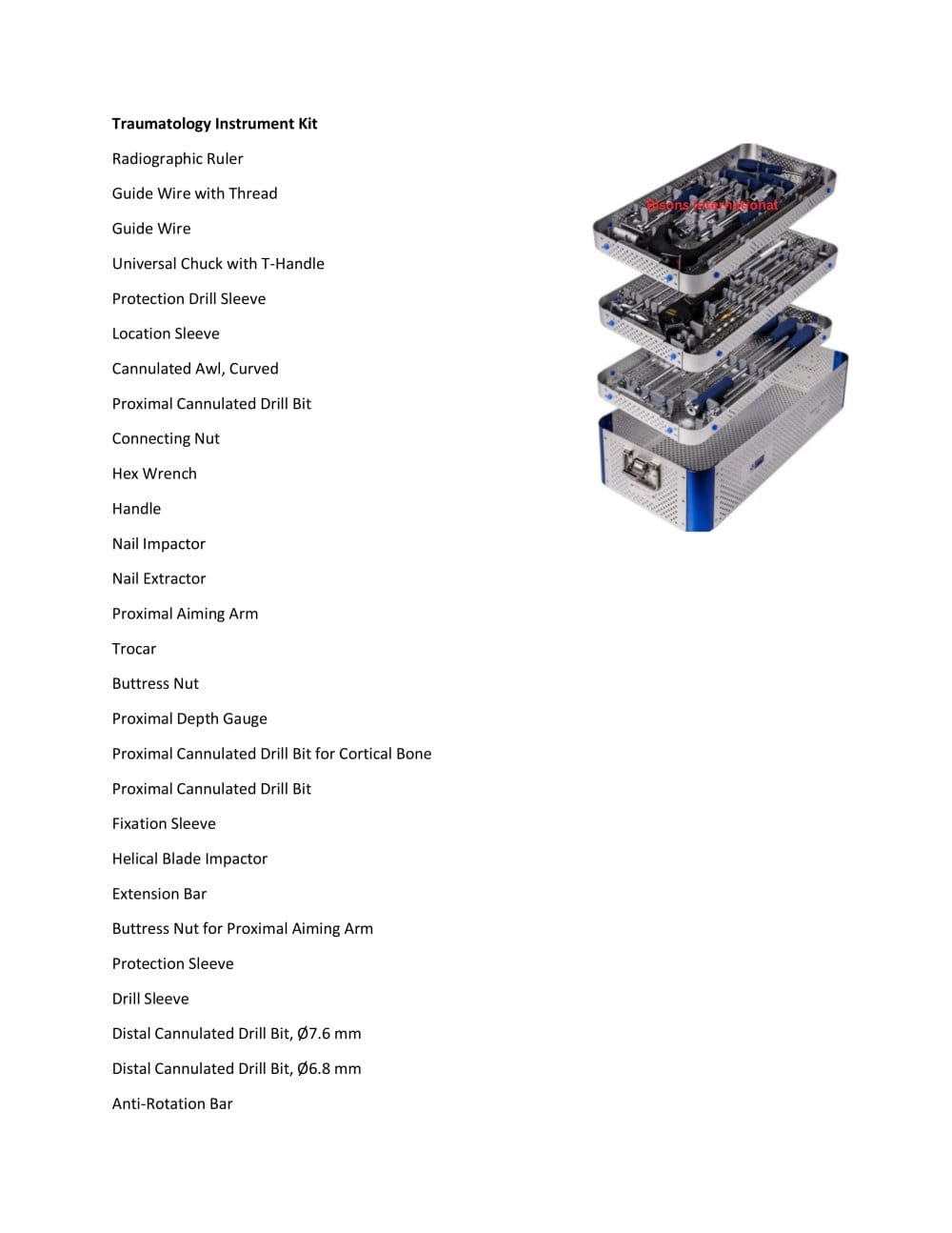 Traumatology instrument kit BI-001467 - Bisons International