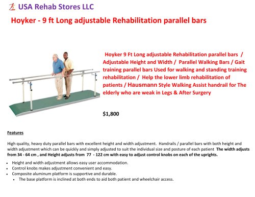 Parallel bars for physical therapy