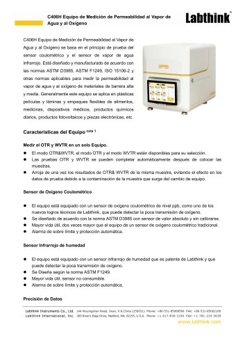 C406H Equipo de Medici&oacute;n de Permeabilidad al Vapor de Agua y al Ox&iacute;geno