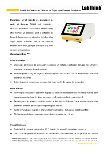 Probador de fugas no destructivo Labthink C690B CCIT para envases: prueba de ca&iacute;da de vac&iacute;o/presi&oacute;n para viales, ampollas, etc.